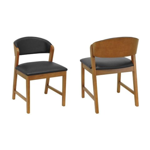Kit 2 Cadeiras Barcelona Estrutura Madeira Maciça Estofado Corano Amêndoa Decorise