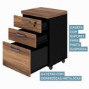 Ver imagem 2 de Gaveteiro 3 Gavetas com Chave Yescasa Marrom/Preto