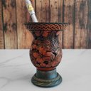 Ver imagem 4 de Cuia De Chimarrão Tererê Artesanal Cuia De Porongo Natural Com Pé Desenho De Flores