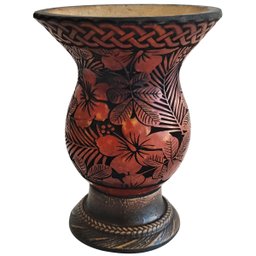 Cuia De Chimarrão Tererê Artesanal Cuia De Porongo Natural Com Pé Desenho De Flores - 1