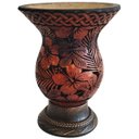 Ver imagem 1 de Cuia De Chimarrão Tererê Artesanal Cuia De Porongo Natural Com Pé Desenho De Flores