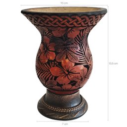 Cuia De Chimarrão Tererê Artesanal Cuia De Porongo Natural Com Pé Desenho De Flores - 3