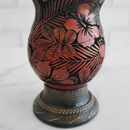 Cuia De Chimarrão Tererê Artesanal Cuia De Porongo Natural Com Pé Desenho De Flores - 6