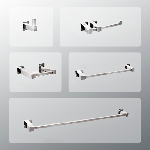 Kit Acessórios Para Banheiros 5 Peças Inox - Kromus Kitqd5