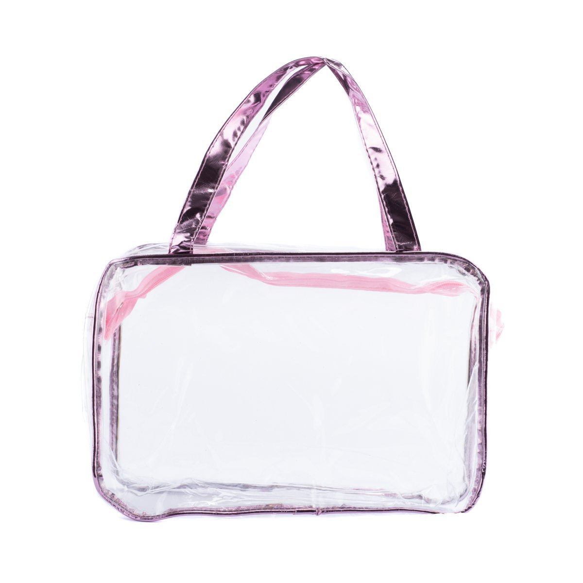 Bolsa Praia Necessaire Feminina Frasqueira Viagem PGB Bolsa Transparente Rosa - 1