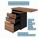 Ver imagem 2 de Gaveteiro 3 Gavetas com Chave e Tampo Mesa Lateral Yescasa Marrom/Preto