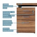Ver imagem 5 de Gaveteiro 3 Gavetas com Chave e Tampo Mesa Lateral Yescasa Marrom/Preto