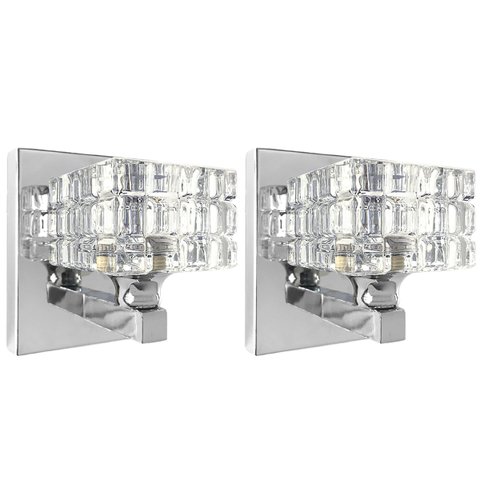 2 Arandela Cristal Prata K9 Interna para Lavabo G9 Bet38