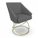 Ver imagem 2 de Kit 4 Poltronas Luxo Alana Linho Grafite Base Luxo Dourado - Pallazio