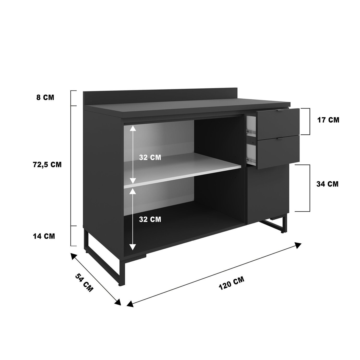 Cozinha Modulada 5 Peças Balcão 120cm, Balcão 80cm, 3 Nichos Aéreo Iron Espresso Móveis - 6