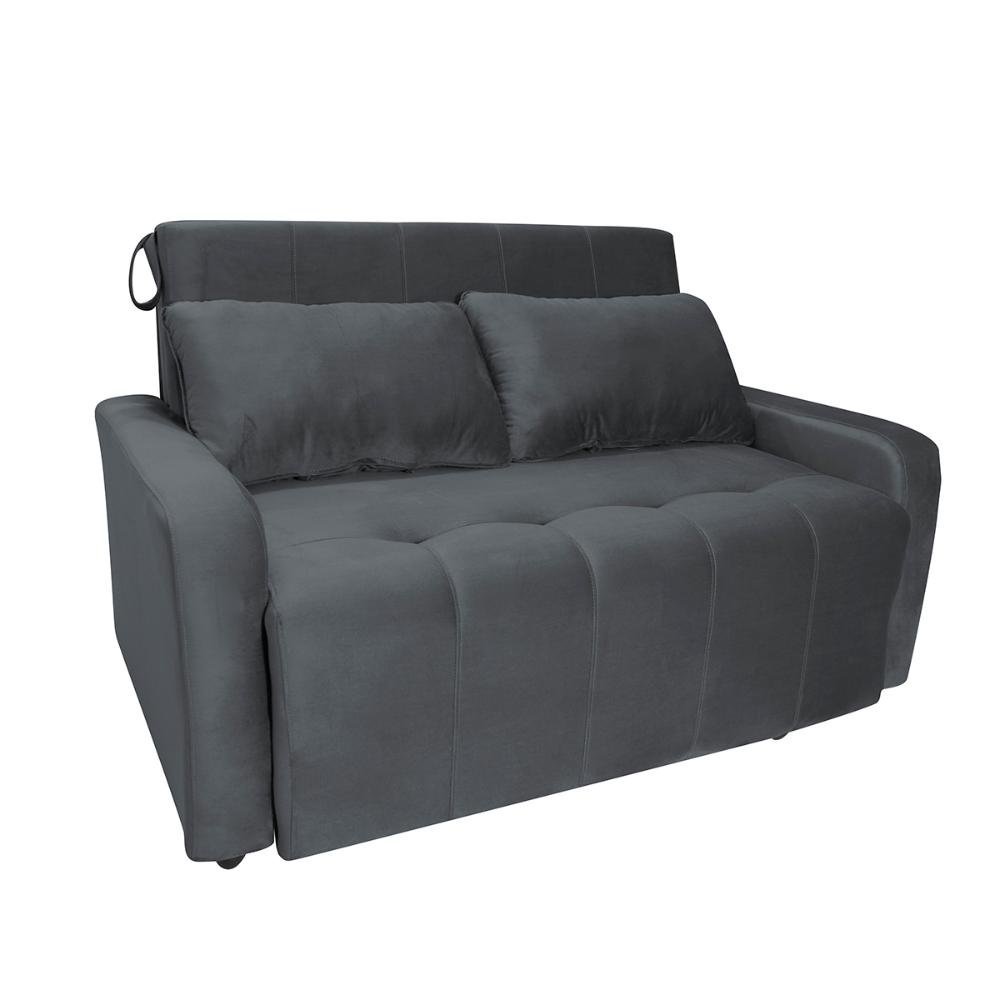 Sofá Cama para Sala de Estar Amora New Suede - Cinza - 2