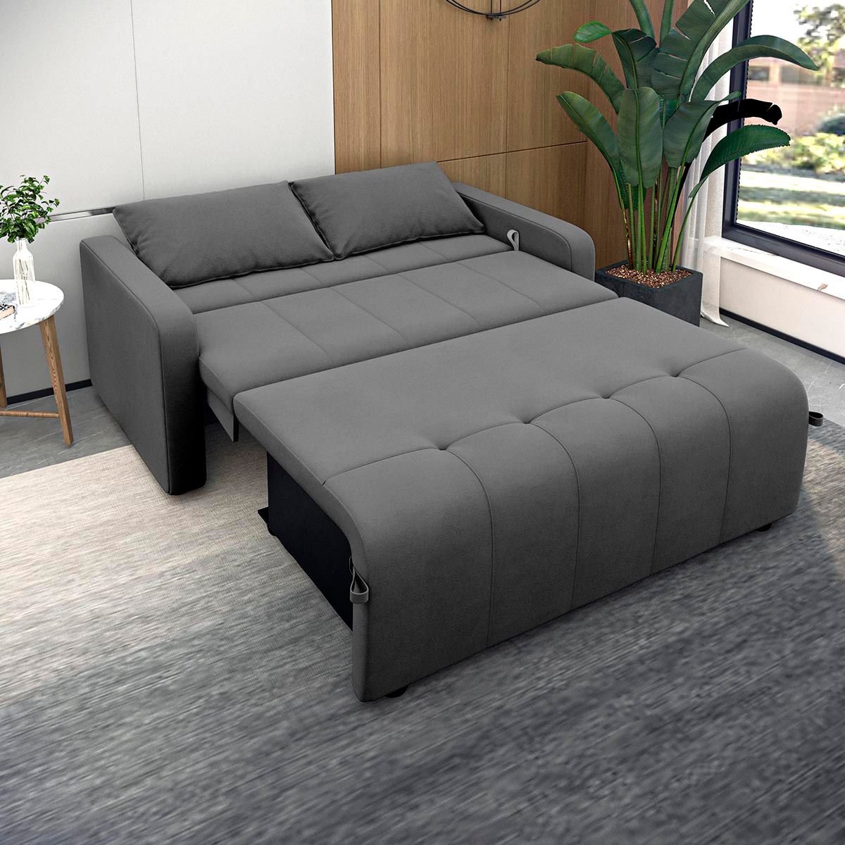 Sofá Cama para Sala de Estar Amora New Suede - Cinza - 2