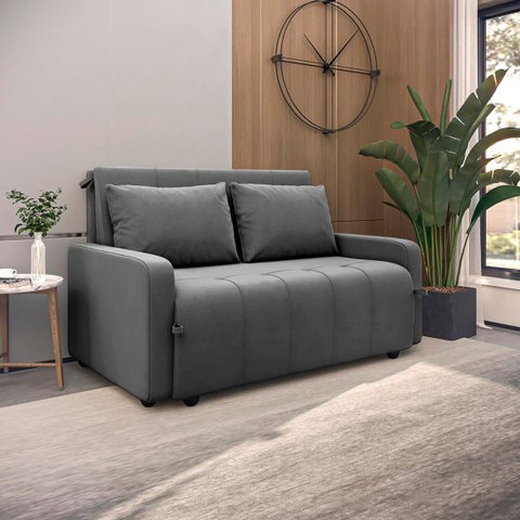 Sofá Cama para Sala de Estar Amora New Suede - Cinza
