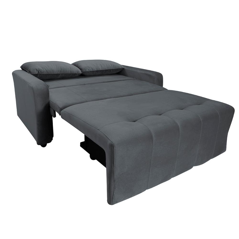 Sofá Cama para Sala de Estar Amora New Suede - Cinza - 4