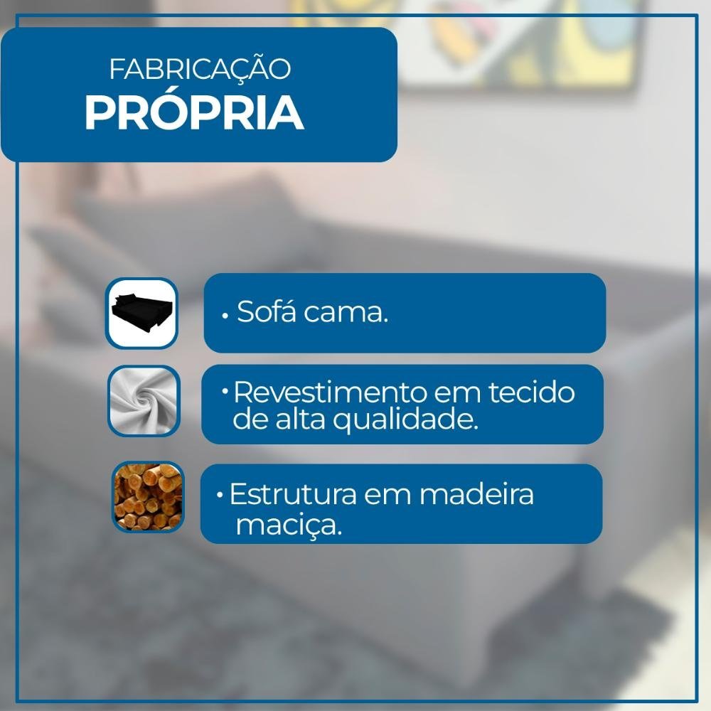 Sofá Cama para Sala de Estar Amora New Suede - Cinza - 6