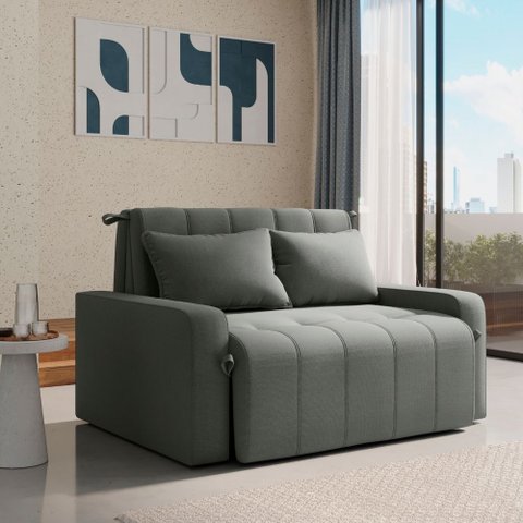 Sofá Cama para Sala de Estar Amora New Suede - Cinza