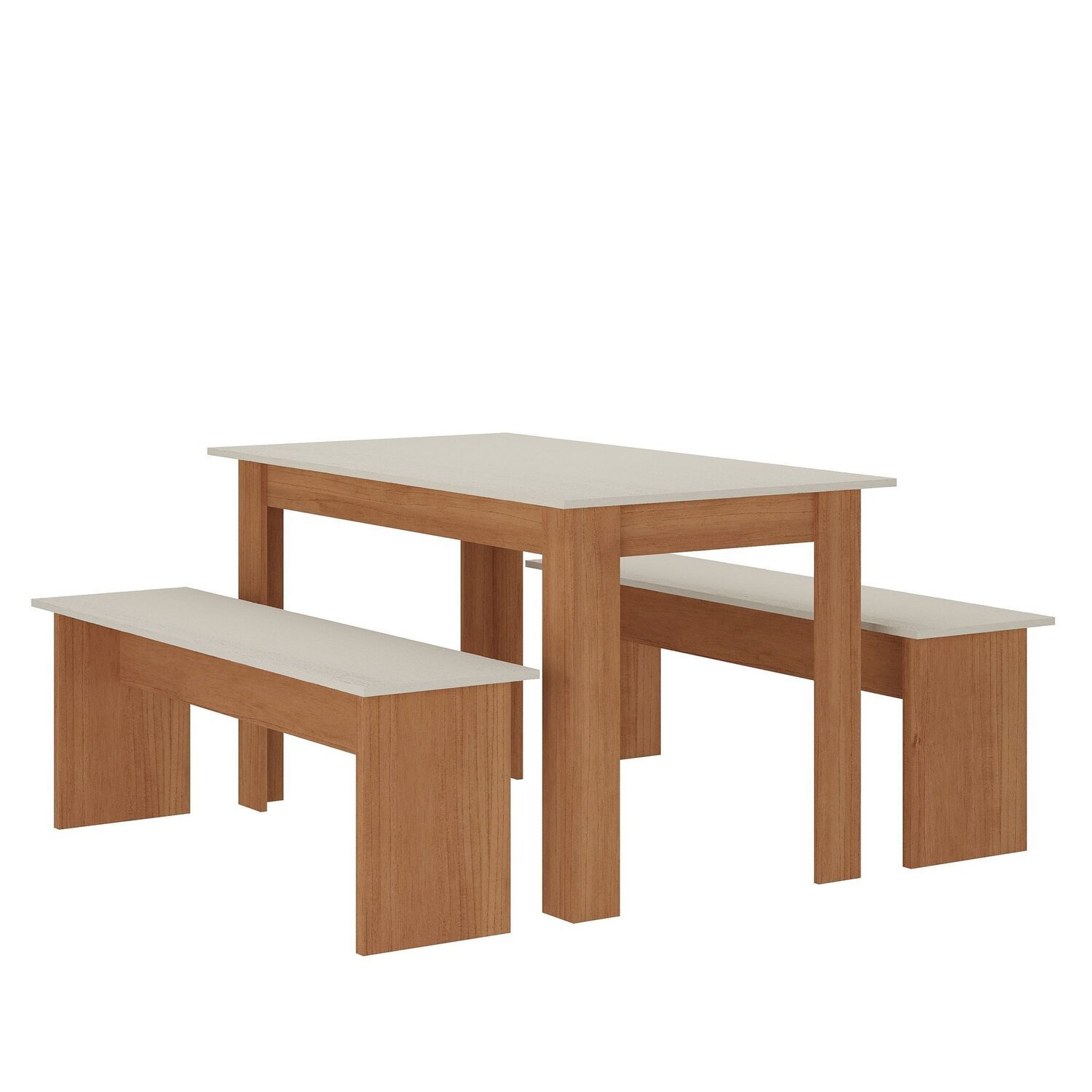 Conjunto Sala de Jantar 1 Mesa 135cm 2 Bancos Primor - 2
