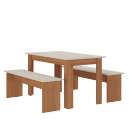 Conjunto Sala de Jantar 1 Mesa 135cm 2 Bancos Primor - 2