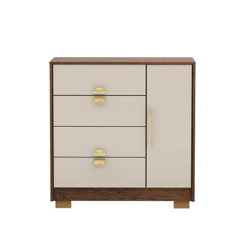Cômoda Sapateira Ilha Bela 1 Porta 4 Gavetas - Imbuia/Fendi