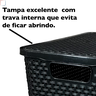 Kit 3 Caixas Organizadoras Rattan 20 Litros Empilhável Preta - Cesto Organizador 20l - 3