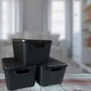Ver imagem 6 de Kit 3 Caixas Organizadoras Rattan 20 Litros Empilhável Preta - Cesto Organizador 20l