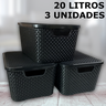 Kit 3 Caixas Organizadoras Rattan 20 Litros Empilhável Preta - Cesto Organizador 20l - 1