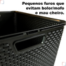 Kit 3 Caixas Organizadoras Rattan 20 Litros Empilhável Preta - Cesto Organizador 20l - 4