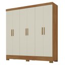 Ver imagem 2 de Guarda-roupa Casal 6 Portas 3 Gavetas Lancaster Cinamomo/off White - Rodial