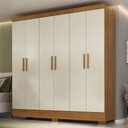 Ver imagem 1 de Guarda-roupa Casal 6 Portas 3 Gavetas Lancaster Cinamomo/off White - Rodial