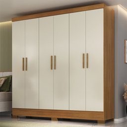Guarda-roupa Casal 6 Portas 3 Gavetas Lancaster Cinamomo/off White - Rodial - 1