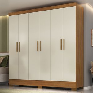 Guarda-roupa Casal 6 Portas 3 Gavetas Lancaster Cinamomo/off White - Rodial