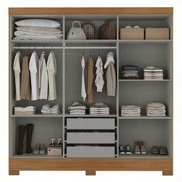 Guarda-roupa Casal 6 Portas 3 Gavetas Lancaster Cinamomo/off White - Rodial - 4