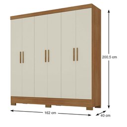 Guarda-roupa Casal 6 Portas 3 Gavetas Lancaster Cinamomo/off White - Rodial - 3