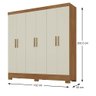 Guarda-roupa Casal 6 Portas 3 Gavetas Lancaster Cinamomo/off White - Rodial - 3