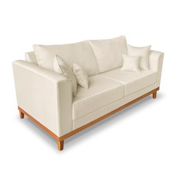 Kit Sofá 3 Lugares e 2 Poltronas Beny Viena Para Recepção Suede Bege - Madeira Prima Deccor - 3