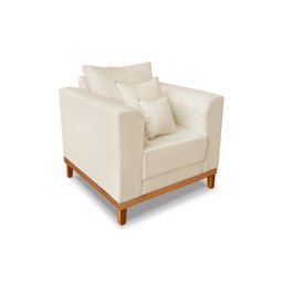 Kit Sofá 3 Lugares e 2 Poltronas Beny Viena Para Recepção Suede Bege - Madeira Prima Deccor - 5