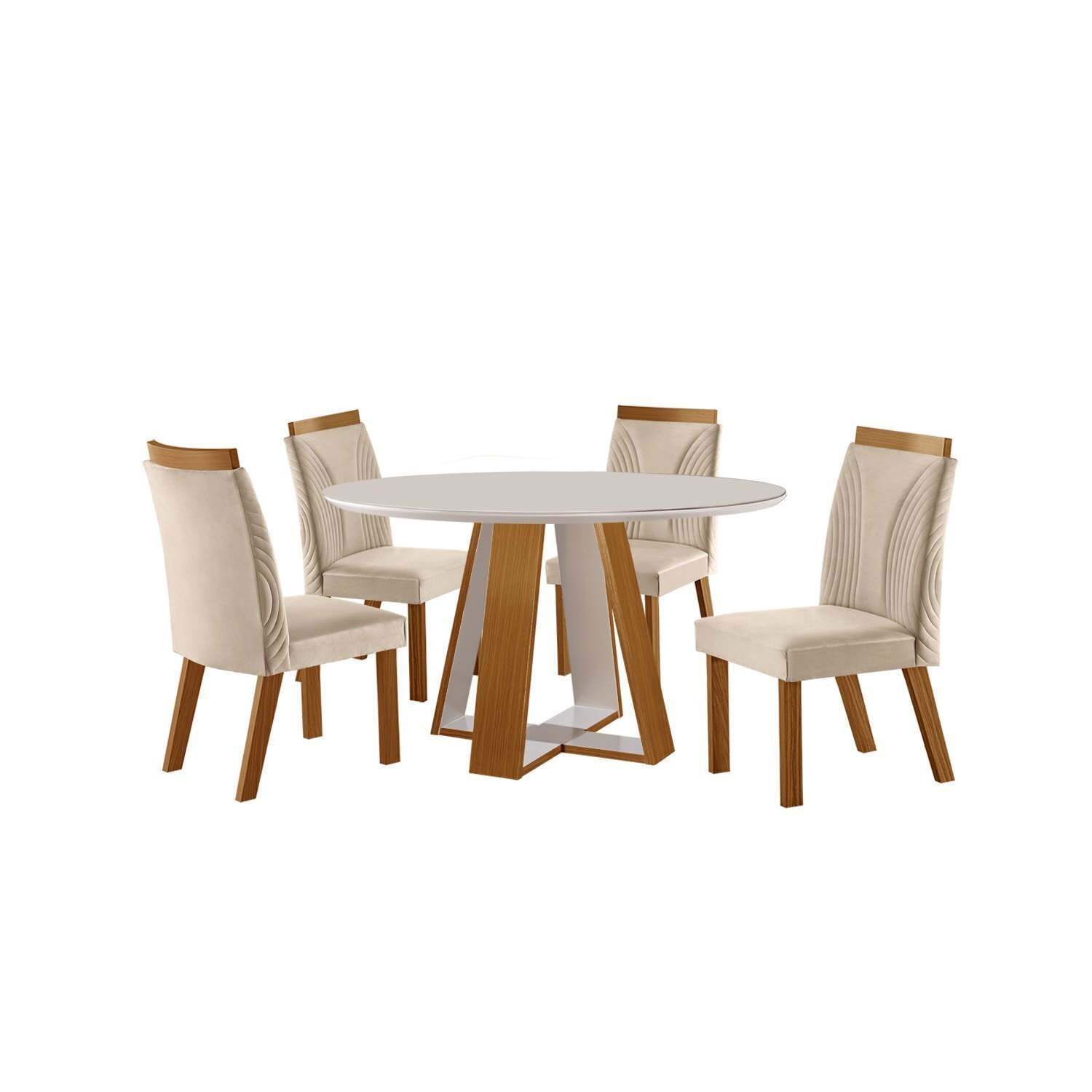 Conjunto Sala de Jantar Mesa Redonda 110cm Grécia Tampo Vidro/mdf com 4 Cadeiras Paris - 2