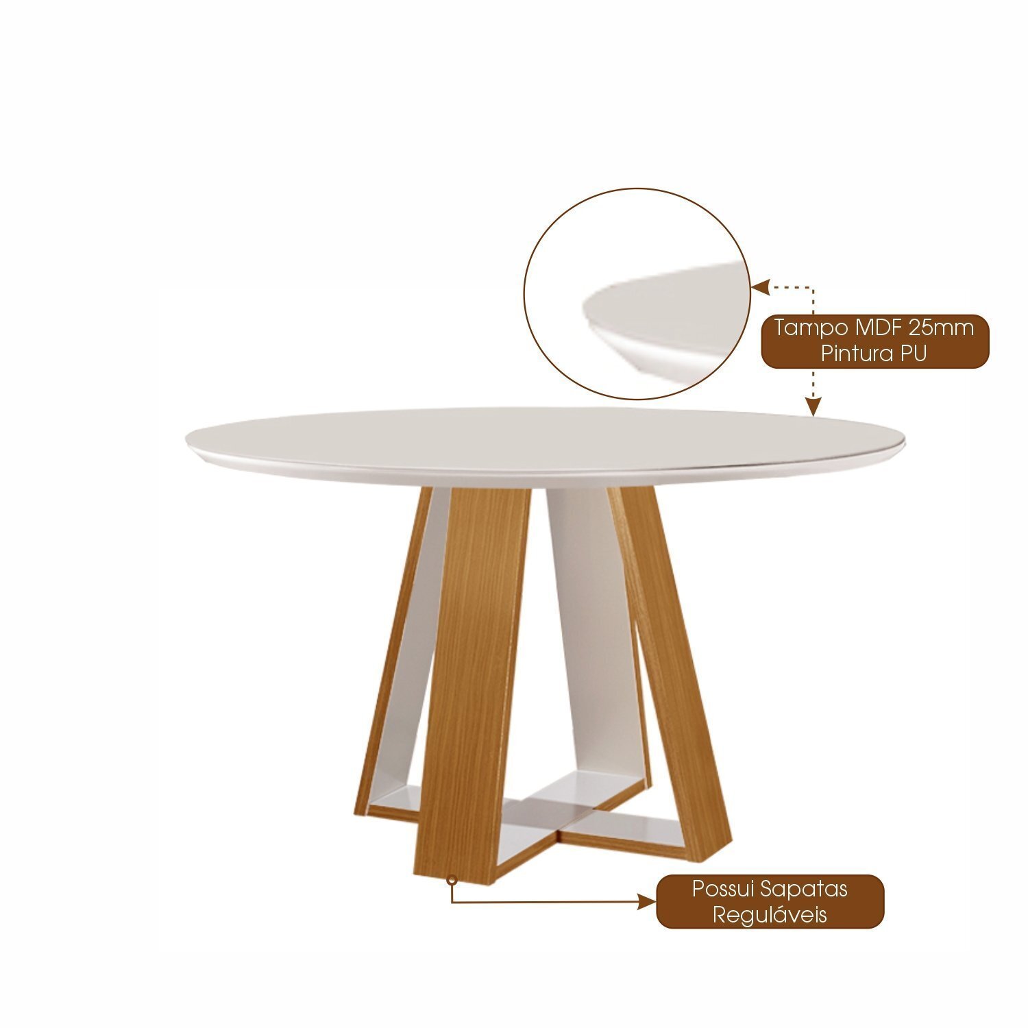 Conjunto Sala de Jantar Mesa Redonda 110cm Grécia Tampo Vidro/mdf com 4 Cadeiras Paris - 5