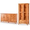 Cristaleira 2 Portas de Vidro e Buffet Aparador 156 Cm 100% Madeira Bella Castanho Fosco - 1