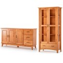 Ver imagem 1 de Cristaleira 2 Portas de Vidro e Buffet Aparador 156 Cm 100% Madeira Bella Castanho Fosco