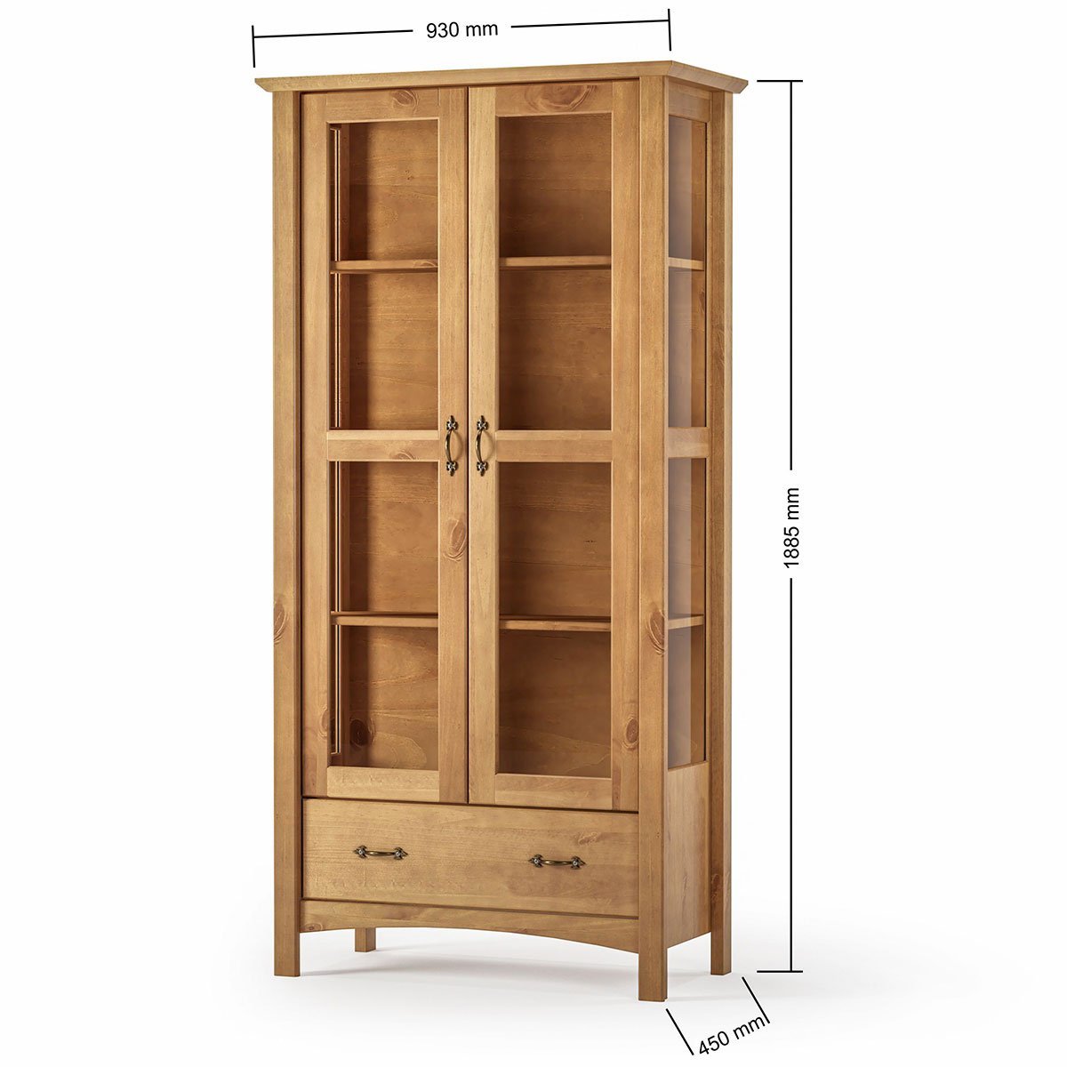 Cristaleira 2 Portas de Vidro e Buffet Aparador 156 Cm 100% Madeira Bella Castanho Fosco - 3