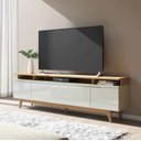 Ver imagem 1 de Rack Flynt Sala de Estar St 219cm Canella com Off White Fosco