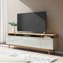 Ver imagem 1 de Rack Flynt Sala de Estar St 219cm Canella com Off White Fosco