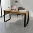 Ver imagem 1 de Mesa para Escritório Escrivaninha 136cm X 60cm Home Office Cor:amêndoa com Preto