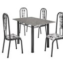 Ver imagem 2 de Conjunto Mesa Cozinha Granito 120cm 4 Cadeiras Aço Prata Atenas Matelado/Ocre