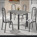 Ver imagem 1 de Conjunto Mesa Cozinha Granito 120cm 4 Cadeiras Aço Prata Atenas Matelado/Ocre