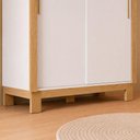 Ver imagem 3 de Guarda Roupa Flora Slim 2 Portas Correr 2 Gavetas MDP e MDF Branco Acetinado Qmovi