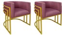 Ver imagem 1 de Kit 02 Cadeiras Poltrona Luxo Base de Metal Tripla Dourado Sala de Jantar Cozinha Recepção Veludo Ro