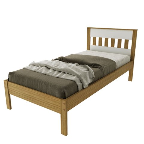 Cama de Solteiro para Colchão 88cm Amendoa Branco CM8006 Tecno Mobili