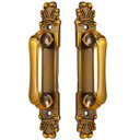 Ver imagem 1 de Puxador Duplo Mozart 280mm Café Antigo Porta Pivotante Correr Passagem Madeira Vidro Rústico